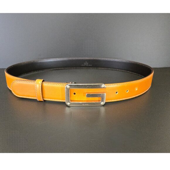 Auth GUCCI Gold G-Logo Studded Buckle Belt BUTTERSCOTCH Waist/Hip Size 95/38 - Picture 7 of 16